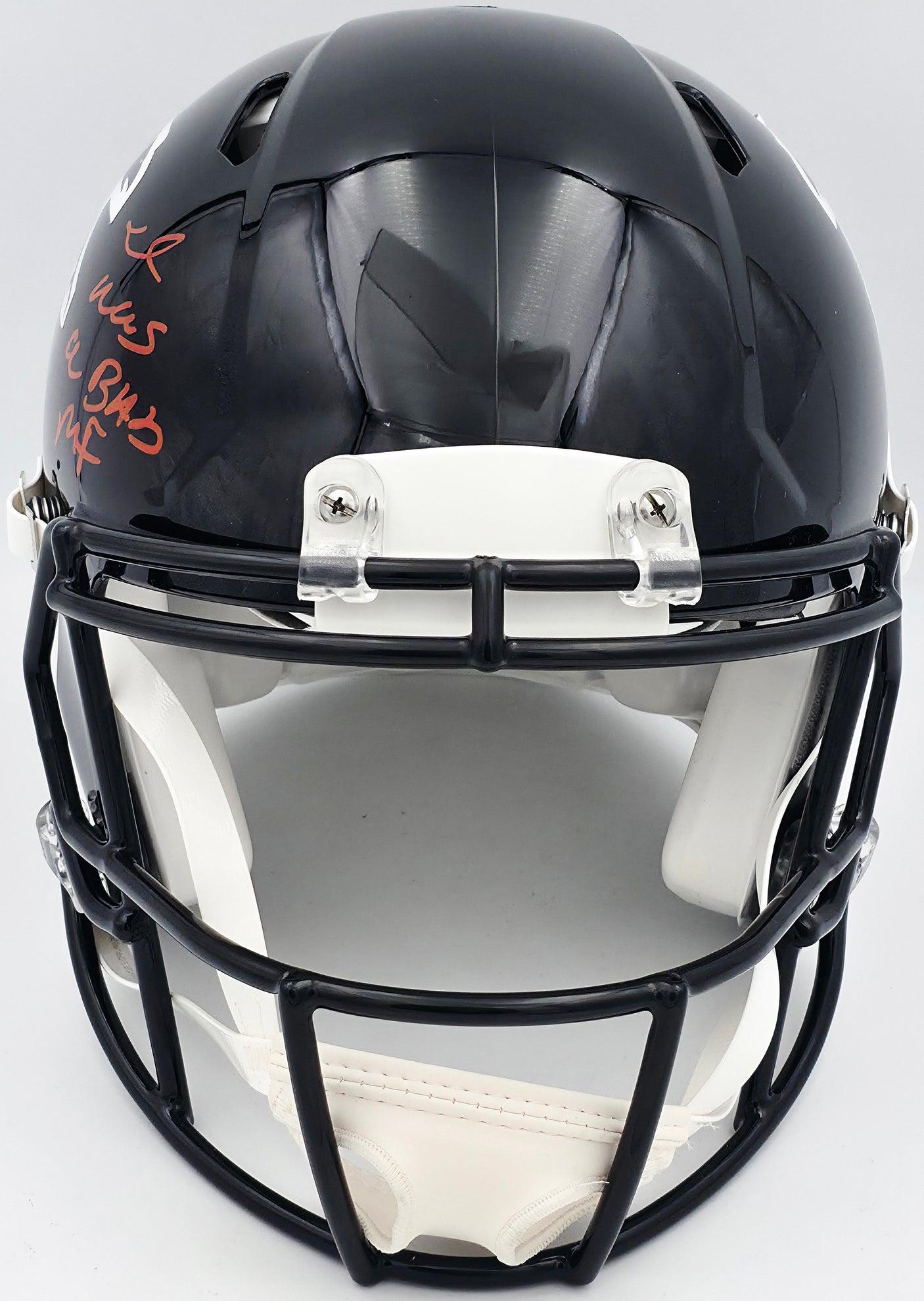 Andre Rison Autographed Atlanta Falcons 1990-02 Throwback Black Full Size Authentic Speed Helmet "I Was A Bad MF" Beckett BAS Witness Stock #243655