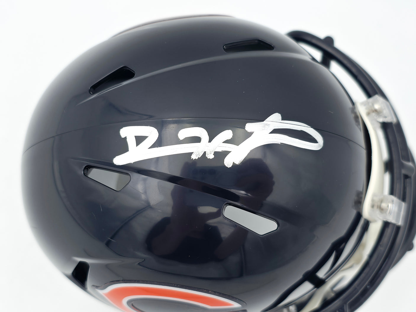 Devin Hester Autographed Chicago Bears Blue Speed Mini Helmet Beckett BAS Witness Stock #244042