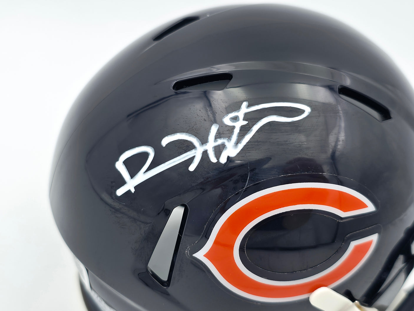 Devin Hester Autographed Chicago Bears Blue Speed Mini Helmet Beckett BAS Witness Stock #244043