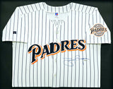 San Diego Padres Tony Gwynn Autographed Framed White Pinstripes Russell Jersey UDA Holo & Beckett BAS #AB93862