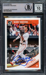 Manny Machado Autographed 2018 Donruss Card #189 Baltimore Orioles Auto Grade Gem Mint 10 Beckett BAS #16542503