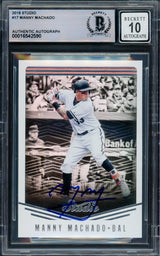 Manny Machado Autographed 2018 Panini Studio Card #17 Baltimore Orioles Auto Grade Gem Mint 10 Beckett BAS #16542590