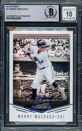 Manny Machado Autographed 2018 Panini Studio Card #17 Baltimore Orioles Auto Grade Gem Mint 10 Beckett BAS #16542590