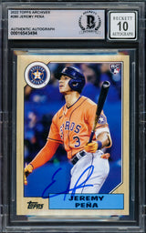 Jeremy Pena Autographed 2022 Topps Archives Rookie Card #280 Houston Astros Auto Grade Gem Mint 10 Beckett BAS #16543494