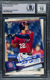 Juan Soto Autographed 2019 Topps Big League Card #397 New York Mets Auto Grade Gem Mint 10 Beckett BAS #16544365
