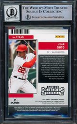 Juan Soto Autographed 2021 Panini Contenders Ticket To Stardom Card #TTS-JS New York Yankees Auto Grade Gem Mint 10 Beckett BAS #16544440