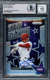 Juan Soto Autographed 2022 Prizm Star Grazing Card #SG-10 New York Mets Auto Grade Gem Mint 10 Beckett BAS #16544611