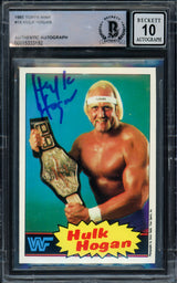 Hulk Hogan Autographed 1985 Topps WWF Rookie Card #16 Auto Grade Gem Mint 10 Beckett BAS #15333192