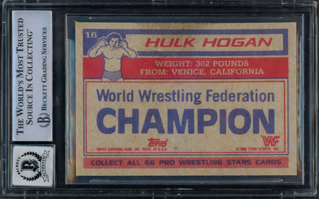 Hulk Hogan Autographed 1985 Topps WWF Rookie Card #16 Auto Grade Gem Mint 10 Beckett BAS #15333192
