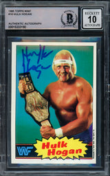 Hulk Hogan Autographed 1985 Topps WWF Rookie Card #16 Auto Grade Gem Mint 10 Beckett BAS #15333190