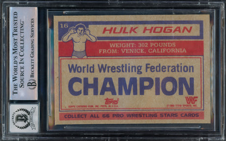 Hulk Hogan Autographed 1985 Topps WWF Rookie Card #16 Auto Grade Gem Mint 10 Beckett BAS #15333190
