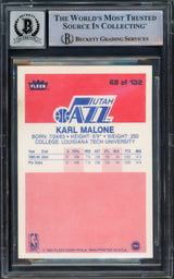 Karl Malone Autographed 1986 Fleer Rookie Card #68 Utah Jazz Auto Grade Gem Mint 10 Beckett BAS #15333065