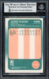 Dennis Rodman Autographed 1988 Fleer Rookie Card #43 Detroit Pistons Beckett BAS #14059462