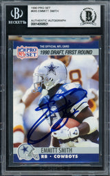 Emmitt Smith Autographed 1990 Pro Set Rookie Card #685 Dallas Cowboys Beckett BAS #14058921