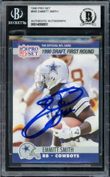 Emmitt Smith Autographed 1990 Pro Set Rookie Card #685 Dallas Cowboys Beckett BAS #14058931