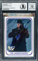 Undertaker Autographed 1991 Merlin WWF German Rookie Card #30 Auto Grade Gem Mint 10 Beckett BAS #14057853