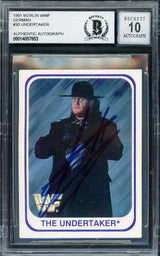 Undertaker Autographed 1991 Merlin WWF German Rookie Card #30 Auto Grade Gem Mint 10 Beckett BAS #14057853