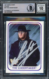 Undertaker Autographed 1991 Merlin WWF Italian Rookie Card #40 Auto Grade Gem Mint 10 Beckett BAS #15679290