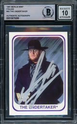 Undertaker Autographed 1991 Merlin WWF Italian Rookie Card #40 Auto Grade Gem Mint 10 Beckett BAS #15679289
