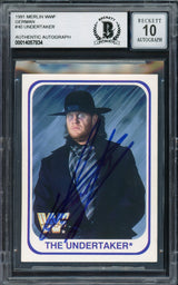 Undertaker Autographed 1991 Merlin WWF German Rookie Card #40 Auto Grade Gem Mint 10 Beckett BAS #14057834