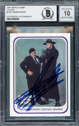 Undertaker Autographed 1991 Merlin WWF Italian Rookie Card #136 Auto Grade Gem Mint 10 Beckett BAS #14058280