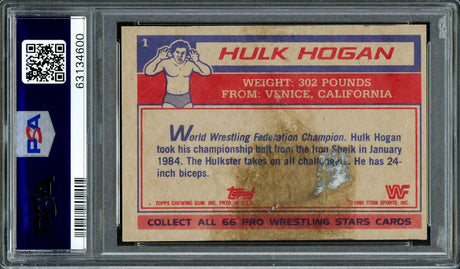 Hulk Hogan Autographed 1985 Topps WWF Yellow Rookie Card #1 Auto Grade Gem Mint 10 PSA/DNA #63134600