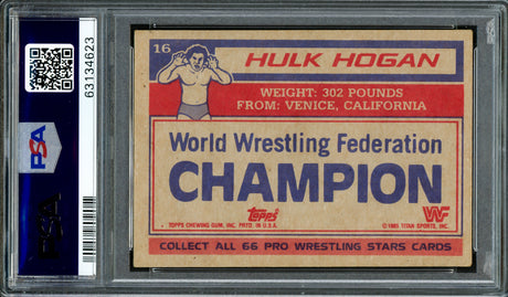 Hulk Hogan Autographed 1985 Topps WWF Rookie Card #16 Auto Grade Gem Mint 10 PSA/DNA #63134623