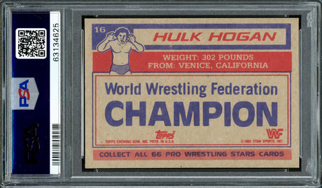 Hulk Hogan Autographed 1985 Topps WWF Rookie Card #16 Auto Grade Gem Mint 10 PSA/DNA #63134625