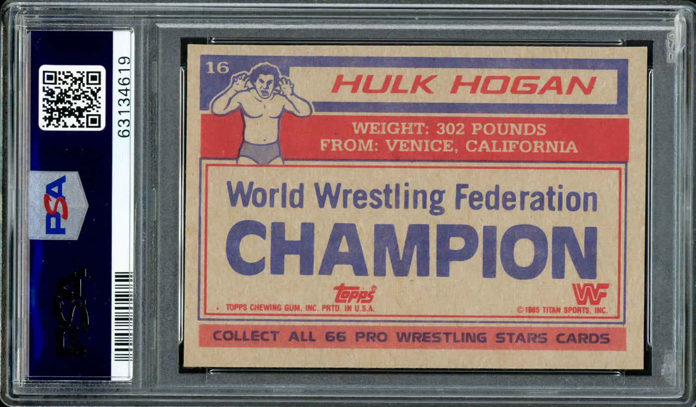 Hulk Hogan Autographed 1985 Topps WWF Rookie Card #16 Auto Grade Gem Mint 10 PSA/DNA #63134619