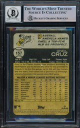 Oneil Cruz Autographed 2022 Topps Heritage Rookie Card #157 Pittsburgh Pirates Auto Grade Gem Mint 10 Beckett BAS #16542100