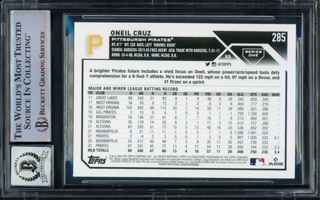 Oneil Cruz Autographed 2023 Topps Card #285 Pittsburgh Pirates Auto Grade Gem Mint 10 Beckett BAS #16542258