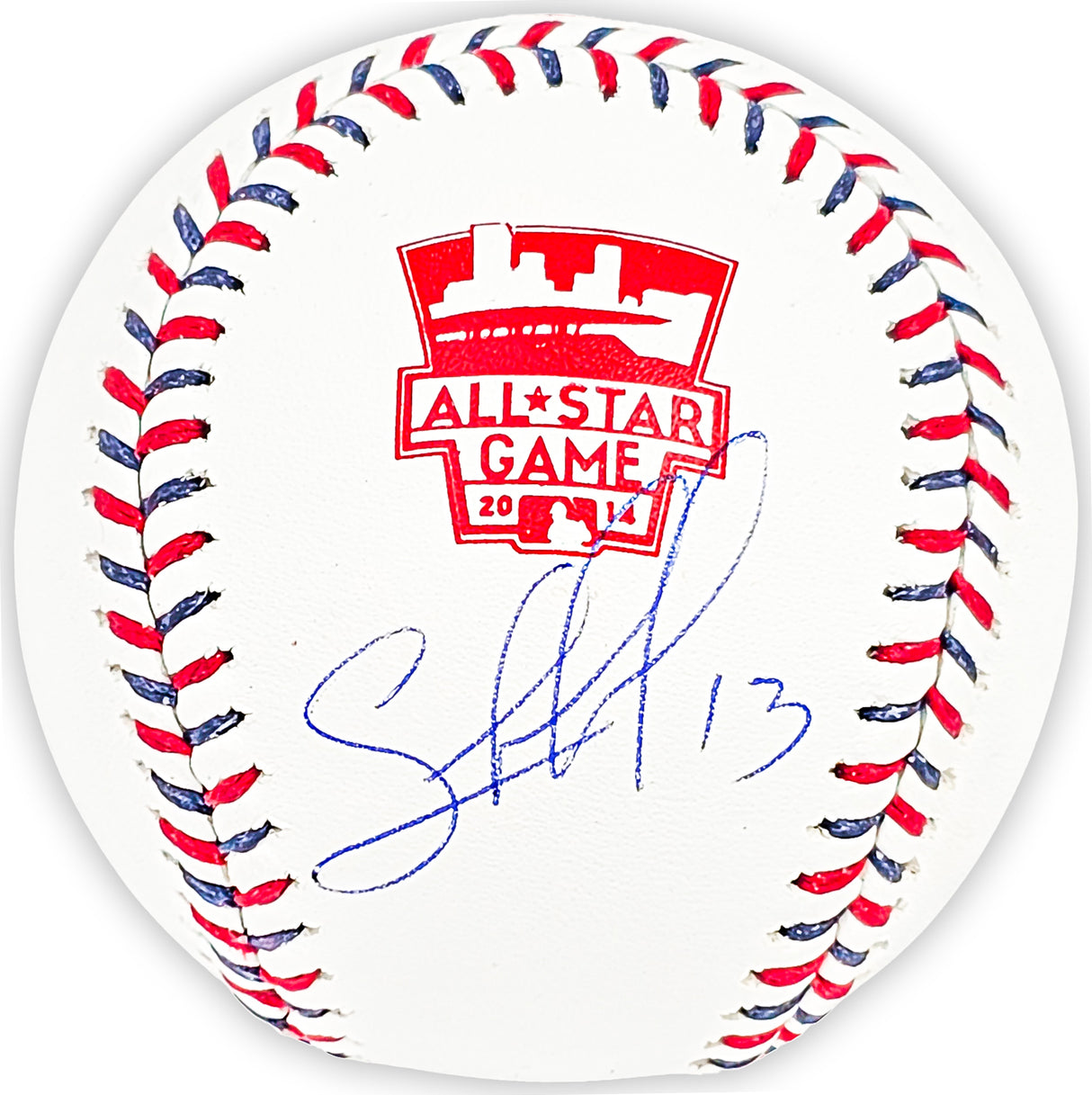 Salvador Perez Autographed Official 2014 All Star Game Logo Game Baseball Kansas City Royals Beckett BAS Witness Stock #216040