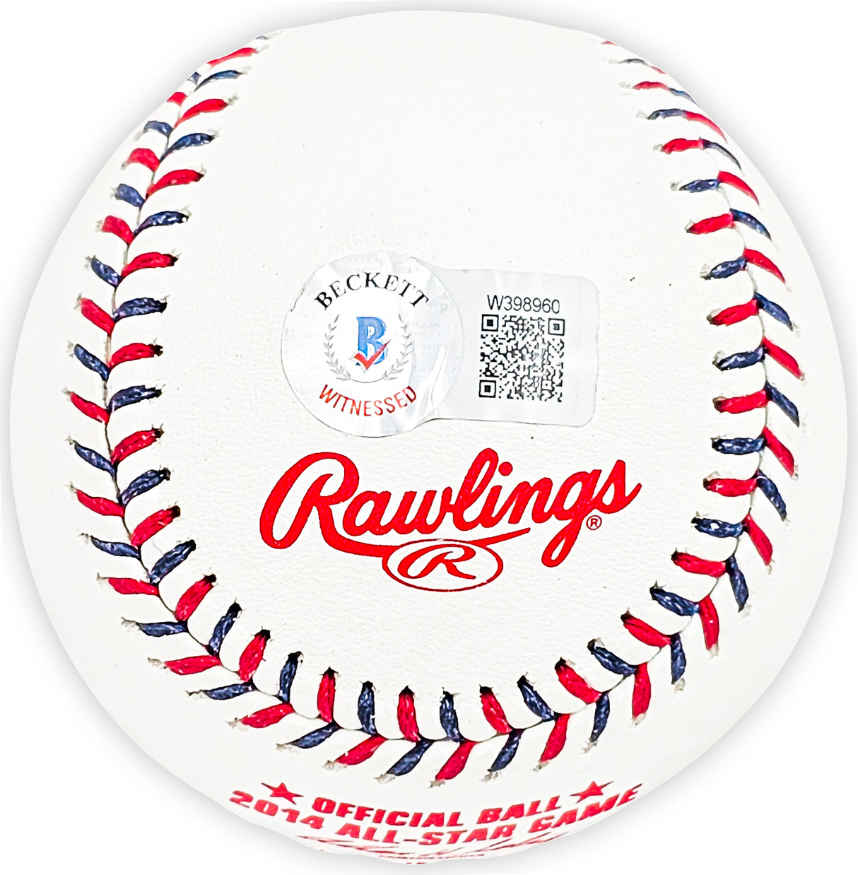 Salvador Perez Autographed Official 2014 All Star Game Logo Game Baseball Kansas City Royals Beckett BAS Witness Stock #216040
