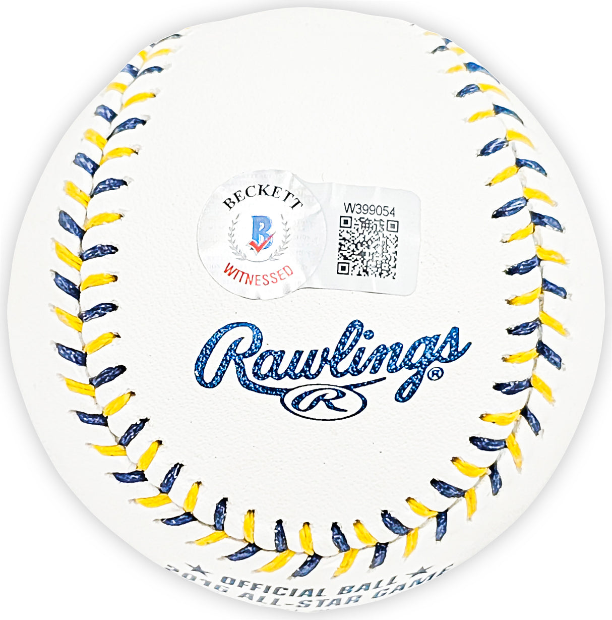 Salvador Perez Autographed Official 2016 All Star Game Logo Game Baseball Kansas City Royals Beckett BAS Witness Stock #216042