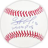 Salvador Perez Autographed Official MLB Baseball Kansas City Royals "WS MVP 15" Beckett BAS Witness Stock #216047