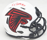 Kyle Pitts Autographed Atlanta Falcons Lunar Eclipse White Speed Mini Helmet Beckett BAS Witness Stock #216116