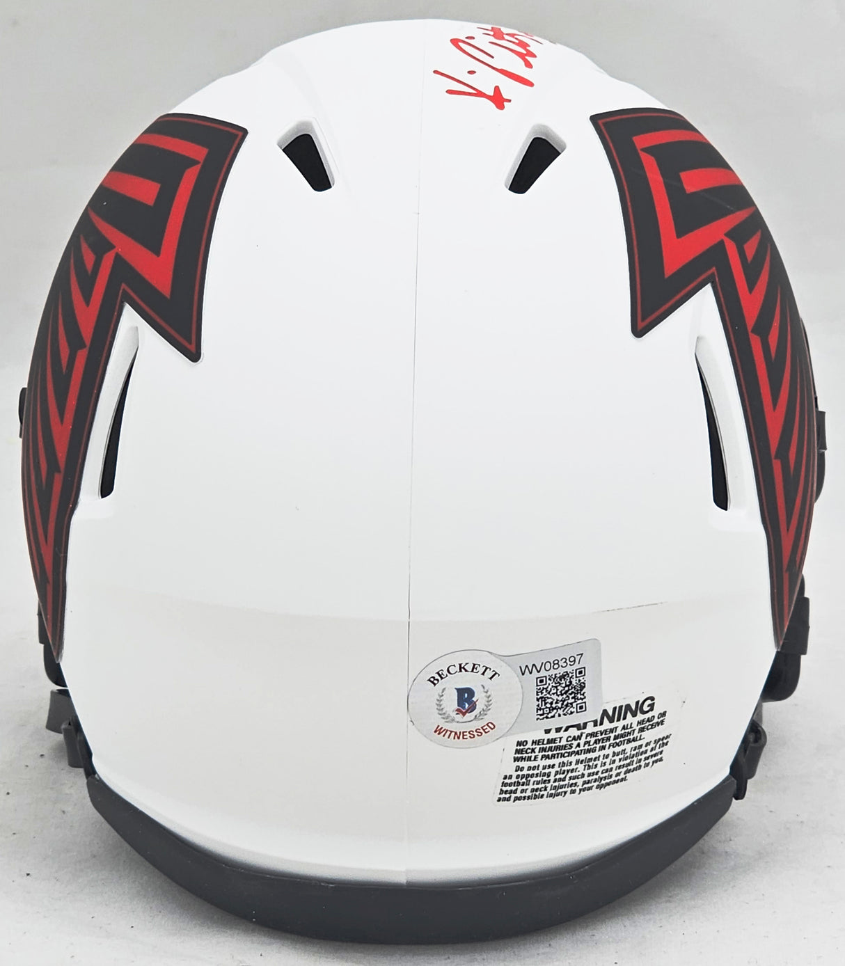 Kyle Pitts Autographed Atlanta Falcons Lunar Eclipse White Speed Mini Helmet Beckett BAS Witness Stock #216116