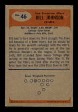 Bill Johnson Autographed 1955 Bowman Card #46 San Francisco 49ers SKU #231130
