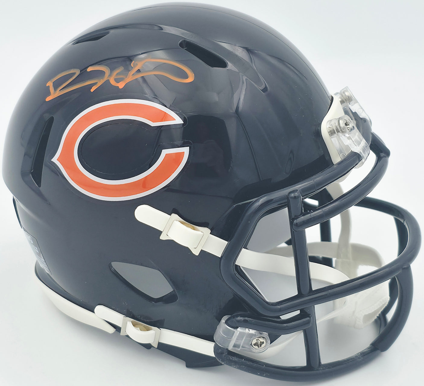 Devin Hester Autographed Chicago Bears Blue Speed Mini Helmet Beckett BAS QR #BS46487