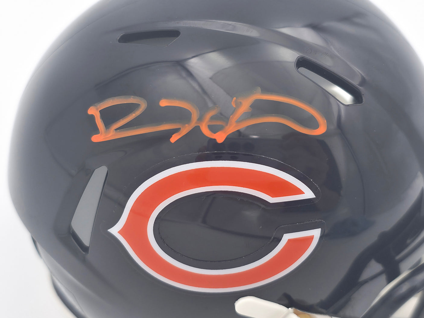 Devin Hester Autographed Chicago Bears Blue Speed Mini Helmet Beckett BAS QR #BS46487