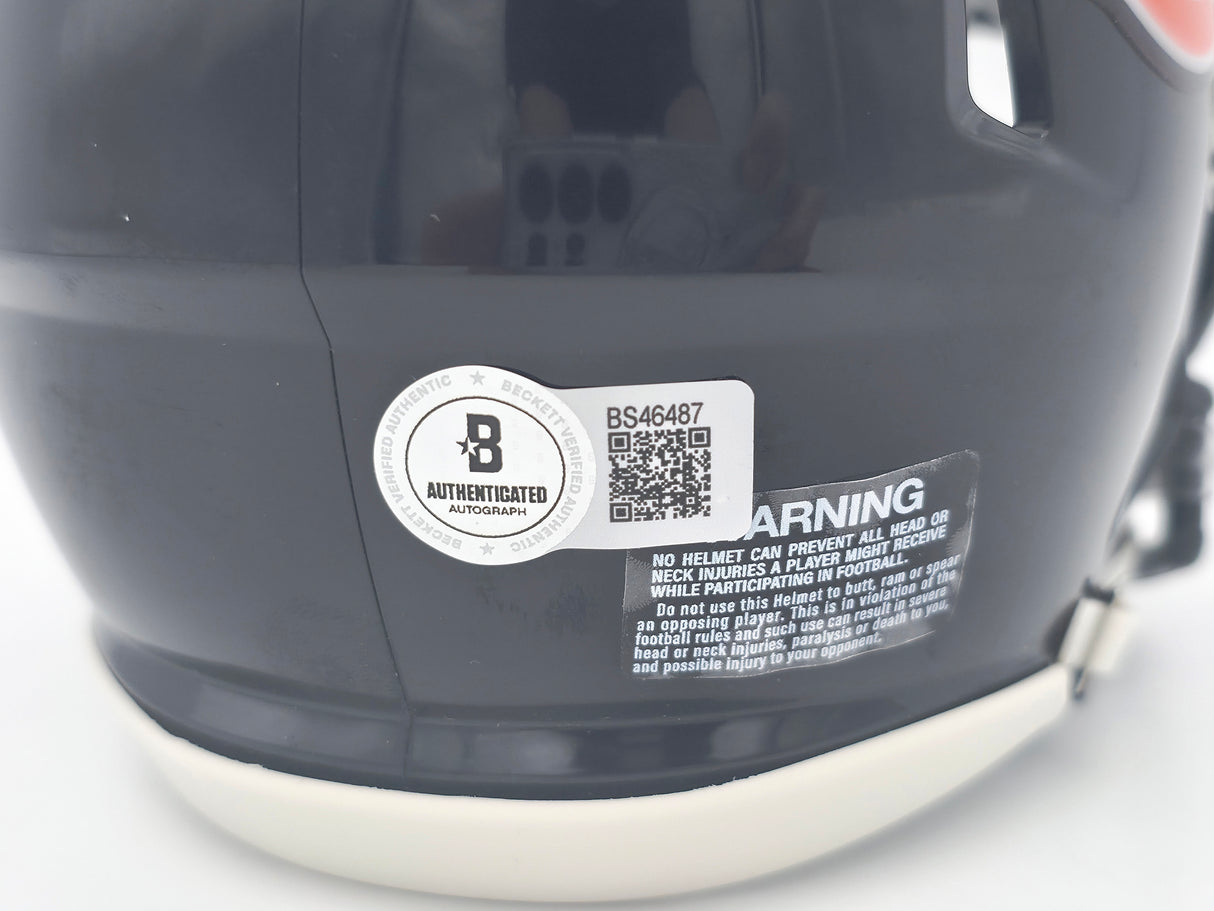 Devin Hester Autographed Chicago Bears Blue Speed Mini Helmet Beckett BAS QR #BS46487