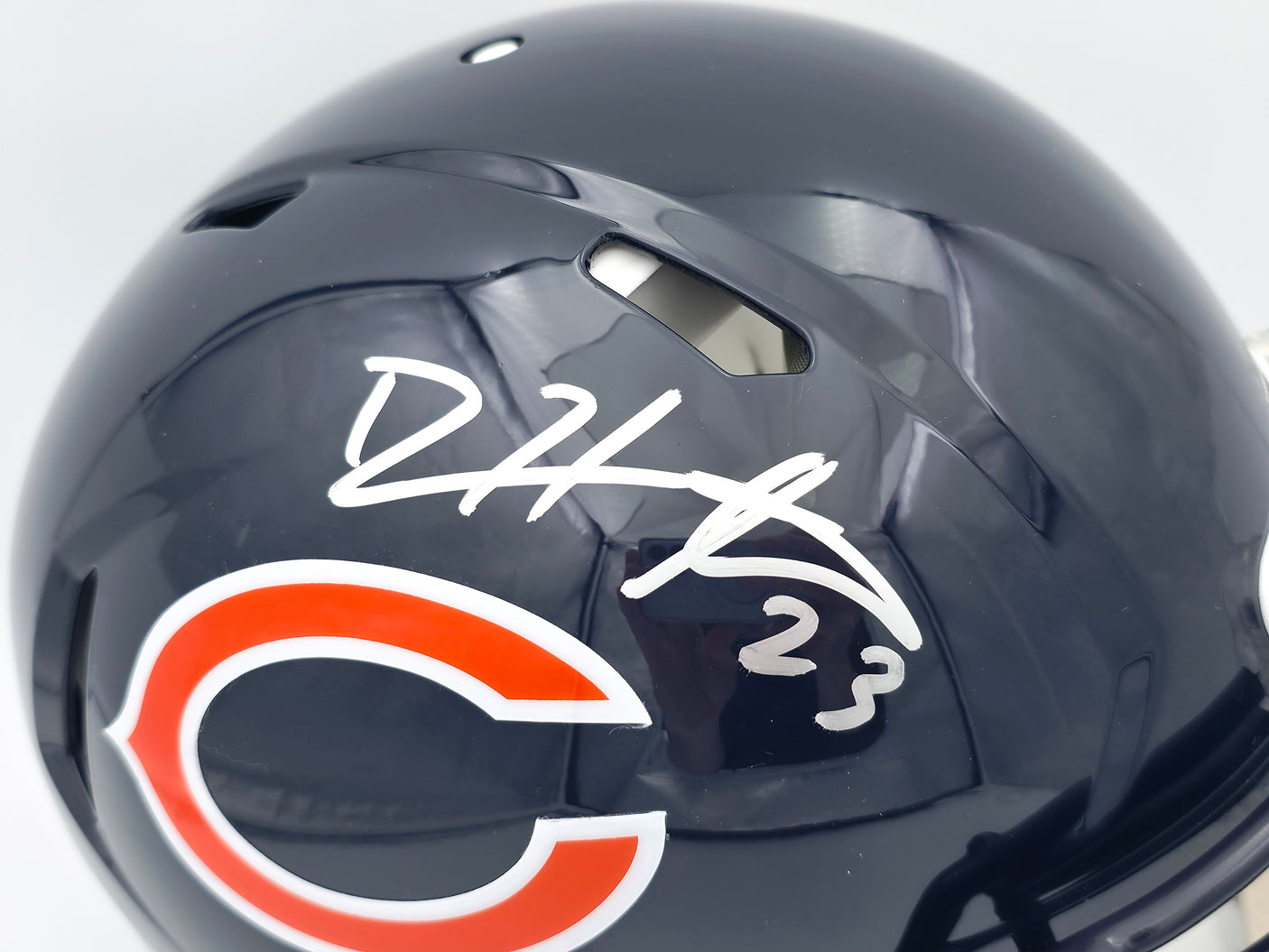 Devin Hester Autographed Chicago Bears Blue Full Size Authentic Speed Helmet Beckett BAS QR #BS45045