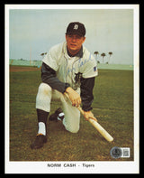 Norm Cash Autographed 7x9 Team Issued Photo Detroit Tigers Vintage Signature Beckett BAS QR #BM37540