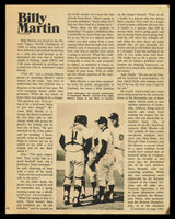 Billy Martin Autographed 7.5x9.5 Magazine Page Photo Detroit Tigers Beckett BAS #AD43454