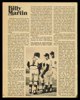Billy Martin Autographed 7.5x9.5 Magazine Page Photo Detroit Tigers Beckett BAS #AD43454