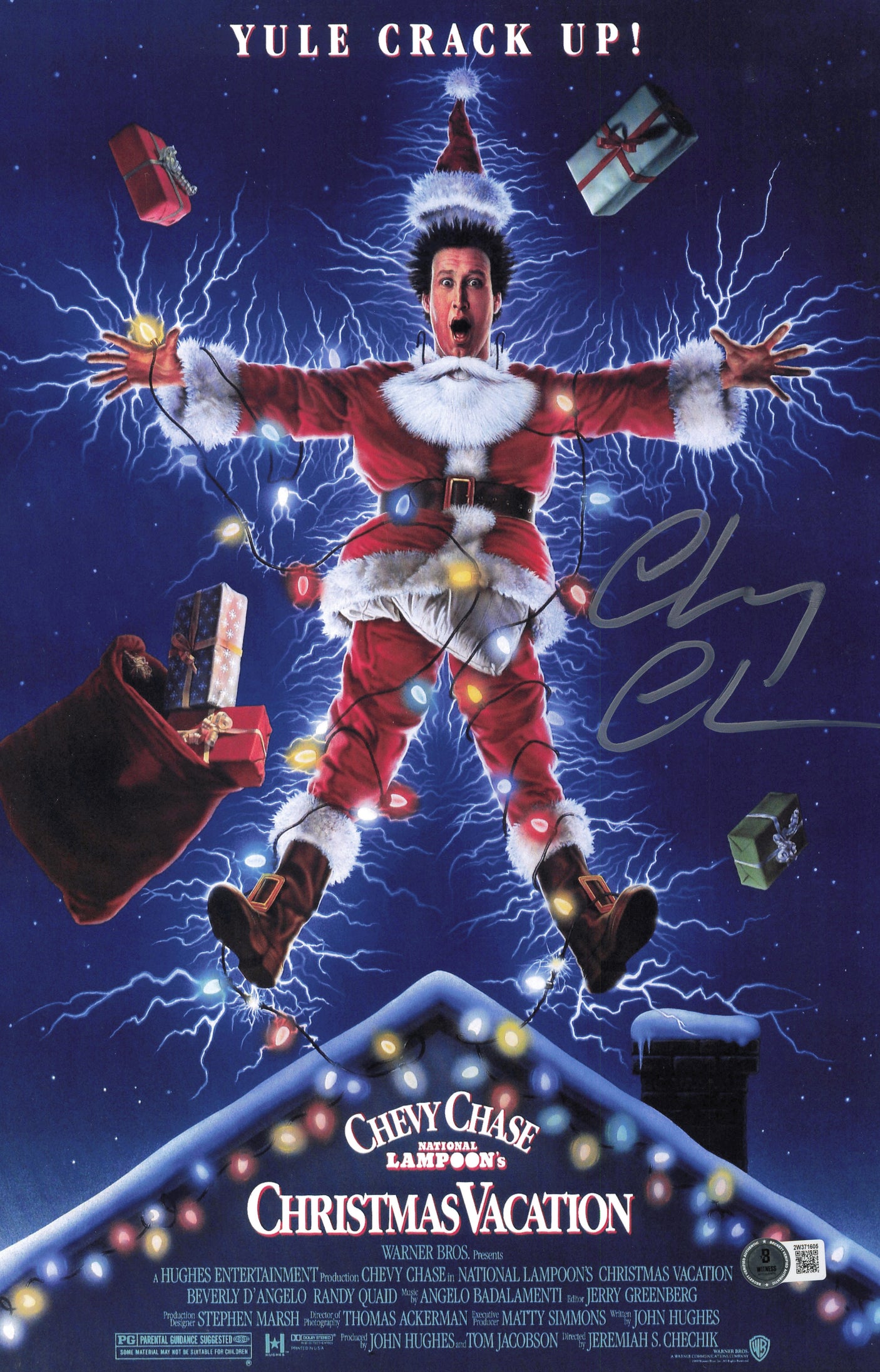 Chevy Chase Autographed 11x17 Christmas Vacation Movie Poster Beckett BAS Witness #2W371605