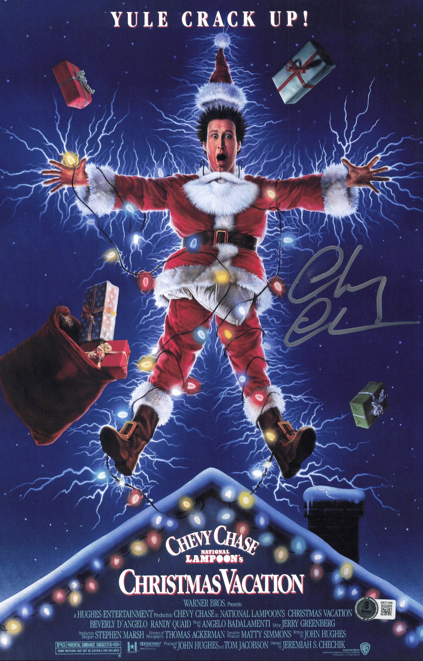 Chevy Chase Autographed 11x17 Christmas Vacation Movie Poster Beckett BAS Witness #2W371599