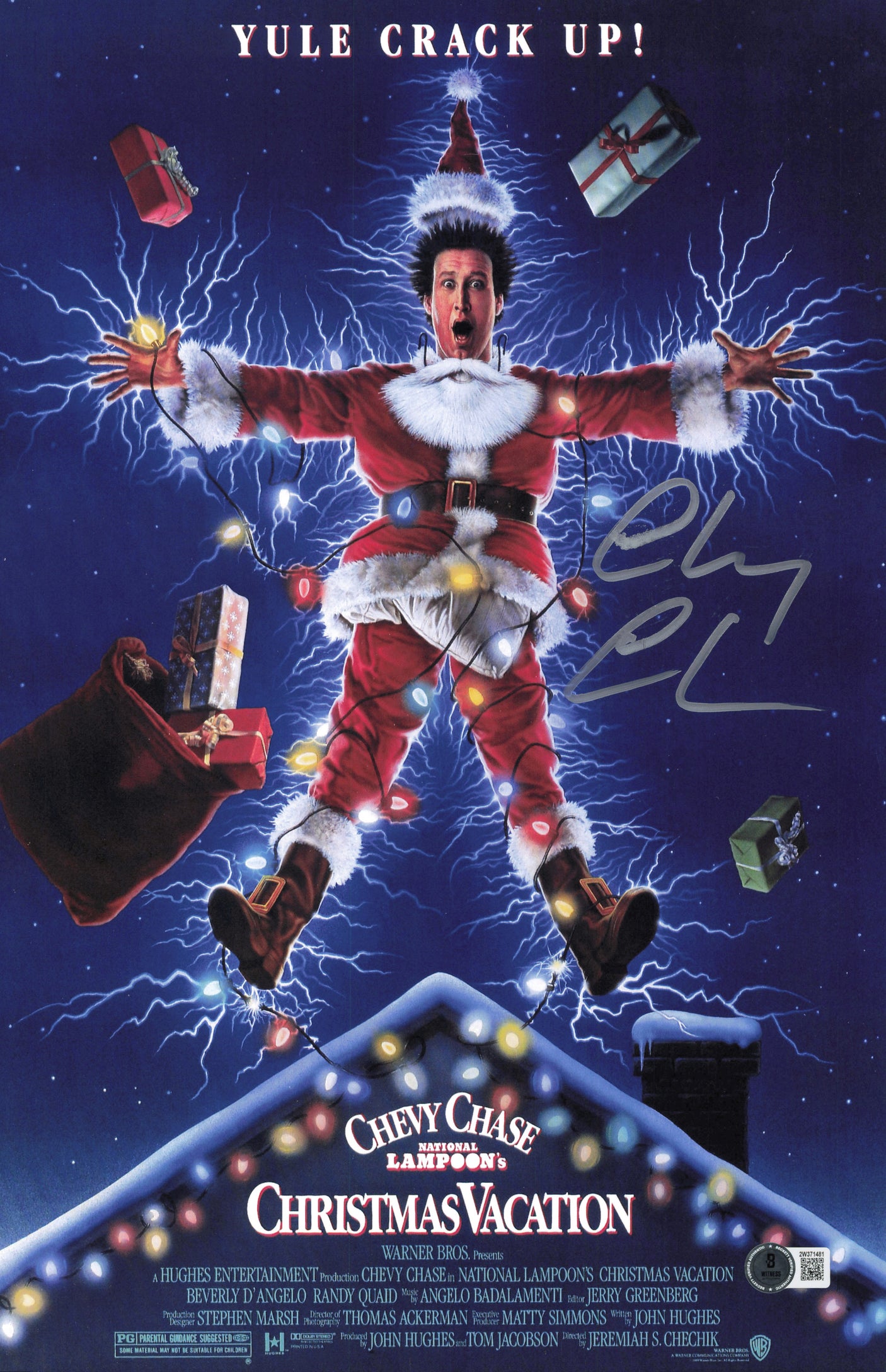 Chevy Chase Autographed 11x17 Christmas Vacation Movie Poster Beckett BAS Witness #2W371481