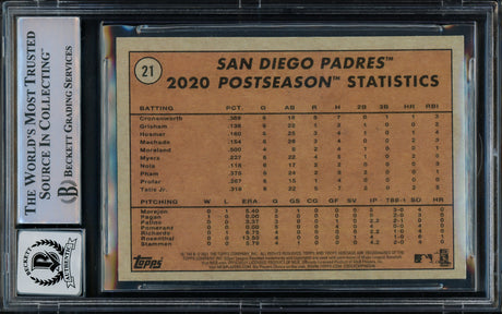 Fernando Tatis Jr. Autographed 2021 Topps Heritage Card #21 San Diego Padres Auto Grade Gem Mint 10 Beckett BAS Stock #216676