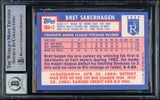 Bret Saberhagen Autographed 1984 Topps Traded Rookie Card #104T Kansas City Royals Auto Grade Gem Mint 10 "85 & 89 AL CY" Beckett BAS Stock #216708